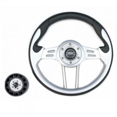 Рулевое колесо Pretech 33 см, PU, спицы серебро, серый (HD-5166G grey)