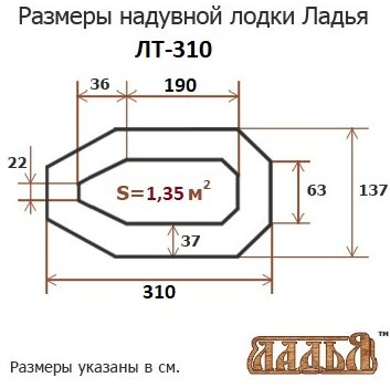Схема надувного човна ПВХ Ладья ЛТ-310ВБ