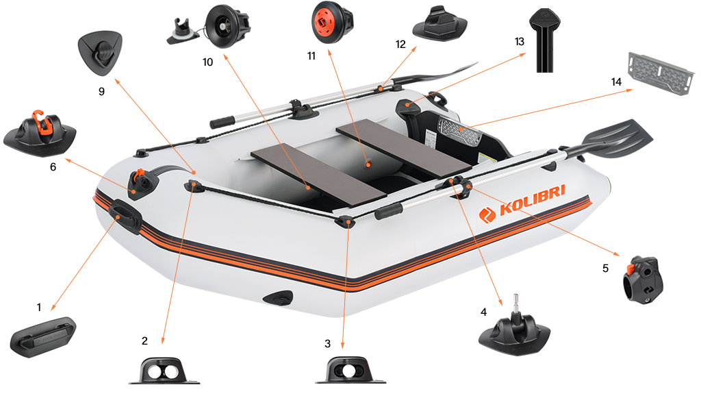 Комплектующие лодки Колибри KM245D Профи